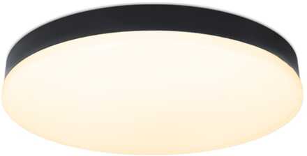 Lumi - Badkamer Plafondlamp - 18 Watt 1500 lumen - Zwart -30 cm - IP54 waterdicht - 2700K Warm wit - Diffuus melkglas effect - LED Plafonniere