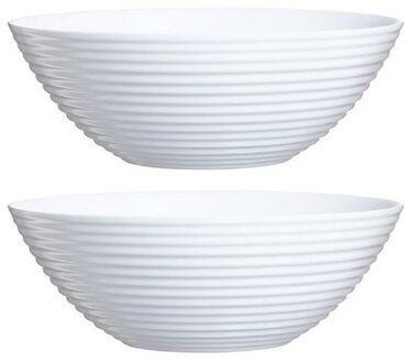LUMINARC 2x Fruitschalen van wit glas 27 cm