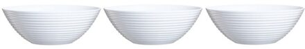 LUMINARC 3x Salade schalen/slakommen van wit glas 27 cm - Schalen en kommen - Keuken accessoires