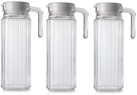 LUMINARC 3x Sapkannen glas met handvat en dop 1,1 liter