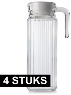 LUMINARC 4x Sapkannen glas met handvat en dop 1,1 liter