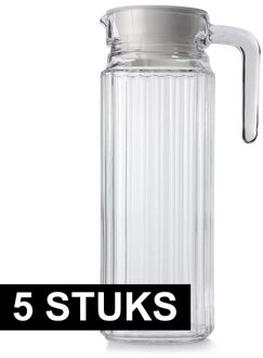 LUMINARC 5x Sapkannen glas met handvat en dop 1,1 liter