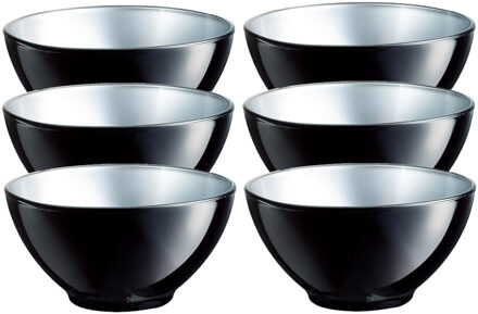 LUMINARC Doosje met 6x stuks flashy keuken schaaltjes 50 CL zwart/zilver