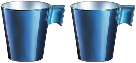 LUMINARC Espresso kopje - Set van 4x stuks - donkerblauw - keramiek - 80 ml - koffiekopje bekers