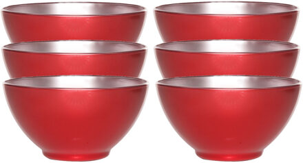 LUMINARC Flashy keuken schaaltjes - 6x - rood/zilver - 50 CL - D13 cm - diepe schaaltjes