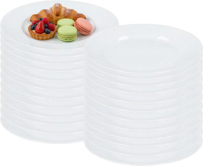 LUMINARC Gebaksbordjes - 24x stuks - wit - glas - 18 cm - Kleine glazen dessert bordjes