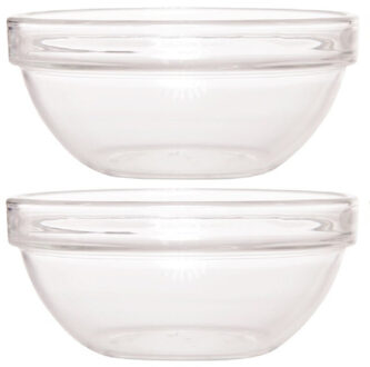 LUMINARC glazen schaal/kom - 2x - Dia 20 cm - Sla/salade serveren - Schalen/kommen van glas