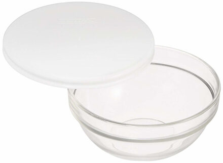 LUMINARC Glazen schaal met deksel - 5x stuks - D20 cm - salade en snacks - stapelbaar - vaatwasserbe