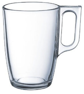 LUMINARC Grote theeglazen - 18x stuks - glas - met oor - 320 ml - theekopjes - hard glas