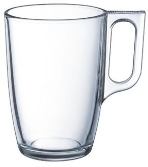 LUMINARC Grote theeglazen - 6x stuks - glas - met oor - 320 ml - theekopjes - hard glas Transparant