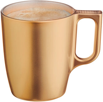 LUMINARC Koffiemokken Monaco - 1x stuks - Hard Glas - goud - 250 ml - 9 cm - Flashy metallic finish