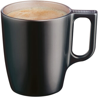 LUMINARC Koffiemokken Monaco - 1x stuks - Hard Glas - zwart - 250 ml - 9 cm - Flashy metallic finish