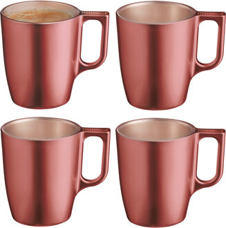 LUMINARC Koffiemokken Monaco - 4x stuks - Hard Glas - koper - 250 ml - 9 cm - Flashy metallic finish