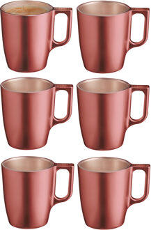 LUMINARC Koffiemokken Monaco - 6x stuks - Hard Glas - koper - 250 ml - 9 cm - Flashy metallic finish