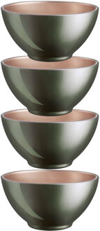 LUMINARC Kommetjes - 4x - D13 x 6 cm - donkergroen - soepkommen/schaaltjes voor dessert/ontbijt - gl
