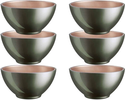 LUMINARC Kommetjes - 6x - D13 x 6 cm - donkergroen - soepkommen/schaaltjes voor dessert/ontbijt - gl