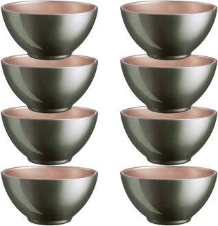 LUMINARC Kommetjes - 8x - D13 x 6 cm - donkergroen - soepkommen/schaaltjes voor dessert/ontbijt - gl