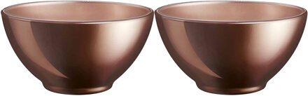 LUMINARC Kommetjes/schaaltjes voor dessert/ontbijt - 2x - Glas - D13 x 6 cm - Chocolade bruin