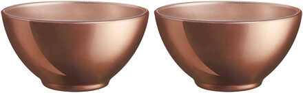 LUMINARC Kommetjes/schaaltjes voor dessert/ontbijt - 2x - Glas - D13 x 6 cm - koper