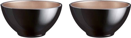 LUMINARC Kommetjes/schaaltjes voor dessert/ontbijt - 2x - Glas - D13 x 6 cm - zwart