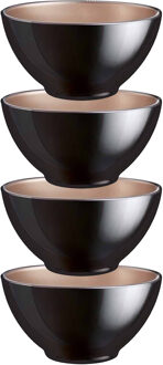 LUMINARC Kommetjes/schaaltjes voor dessert/ontbijt - 4x - Glas - D13 x 6 cm - zwart