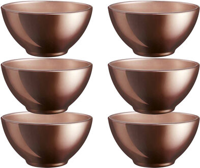 LUMINARC Kommetjes/schaaltjes voor dessert/ontbijt - 6x - Glas - D13 x 6 cm - Chocolade bruin