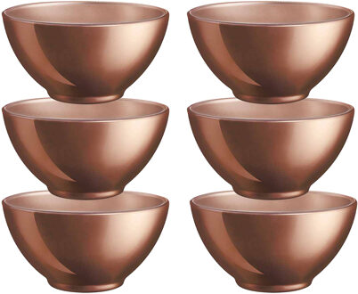 LUMINARC Kommetjes/schaaltjes voor dessert/ontbijt - 6x - Glas - D13 x 6 cm - koper