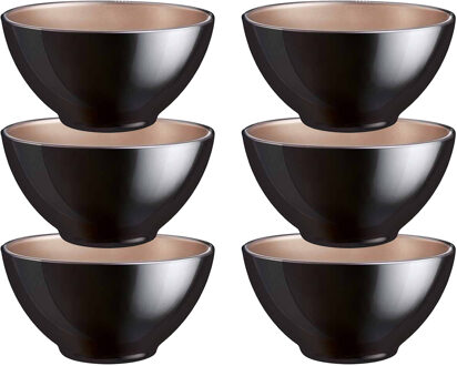 LUMINARC Kommetjes/schaaltjes voor dessert/ontbijt - 6x - Glas - D13 x 6 cm - zwart