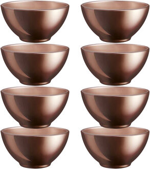 LUMINARC Kommetjes/schaaltjes voor dessert/ontbijt - 8x - Glas - D13 x 6 cm - Chocolade bruin