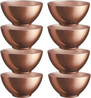 LUMINARC Kommetjes/schaaltjes voor dessert/ontbijt - 8x - Glas - D13 x 6 cm - koper