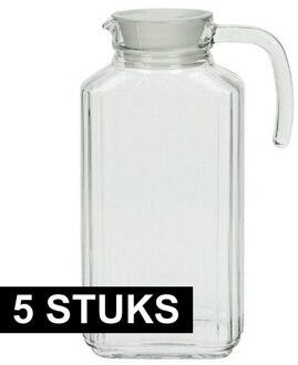 LUMINARC Quadro waterkan met dop 1,7 L 5 stuks Transparant