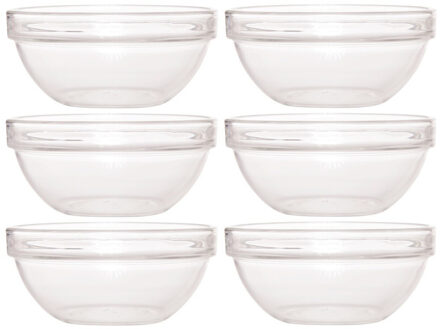 LUMINARC Schaaltje/kommetje - 6x - glas - 17 cm - snack schaaltjes - chips schaaltje