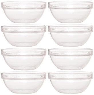 LUMINARC Schaaltje/kommetje - 8x - glas - 17 cm - snack schaaltjes - chips schaaltje