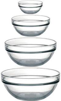 LUMINARC Schaaltjes set - 12x stuks - 4 formaten 10-20-26-29 cm - glas - kommetjes