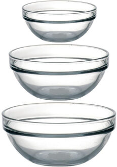 LUMINARC Schaaltjes set - 6x stuks - 3 formaten 20-26-29 cm - kommetjes - glas