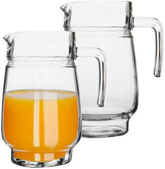 LUMINARC schenkkan/karaf - 2x - glas - 1,6 liter - Sapkannen/waterkannen/schenkkannen