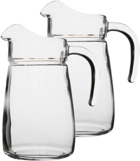 LUMINARC schenkkan/karaf - 2x stuks - glas - 2,3 liter - Sapkannen/waterkannen/schenkkannen