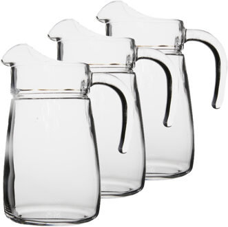 LUMINARC schenkkan/karaf - 3x stuks - glas - 2,3 liter - Sapkannen/waterkannen/schenkkannen