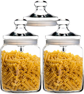 LUMINARC Set van 3x stuks voorraadpotten/bewaarpotten 2000 ml glas met glazen deksel? - Voorraadbussen