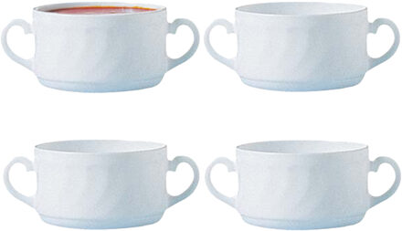 LUMINARC Soepkommen Essential - 4x - wit - D9.5 x 6 cm - porselein - schaaltjes met oren