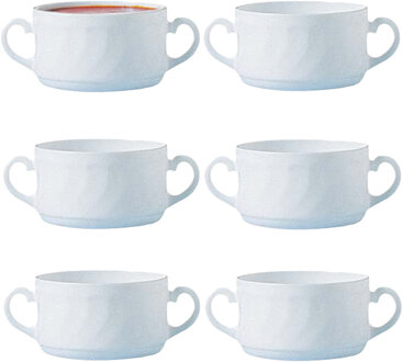 LUMINARC Soepkommen Essential - 6x - wit - D9.5 x 6 cm - porselein - schaaltjes met oren