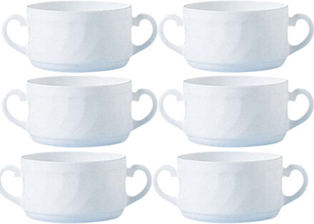 LUMINARC Soepkommen Trianon - 6x - wit - 300 ml - 9x5 cm - ontbijt/dessert schalen