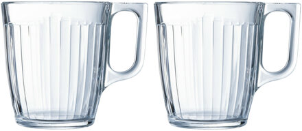 LUMINARC Theeglazen Leeds - 12x - transparant bewerkt glas - 8 x 11 cm - 320 ml