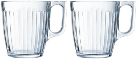 LUMINARC Theeglazen Leeds - 12x - transparant bewerkt glas - 8 x 9 cm - 250 ml