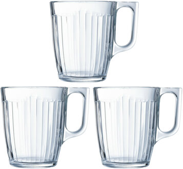 LUMINARC Theeglazen Leeds - 18x - transparant bewerkt glas - 8 x 11 cm - 320 ml