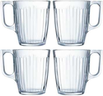 LUMINARC Theeglazen Leeds - 24x - transparant bewerkt glas - 8 x 11 cm - 320 ml