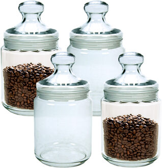 LUMINARC Voorraadpot/bewaarpot - 4x - 750 ml - glas - met deksel - Voorraadbussen - 14 x 11 cm