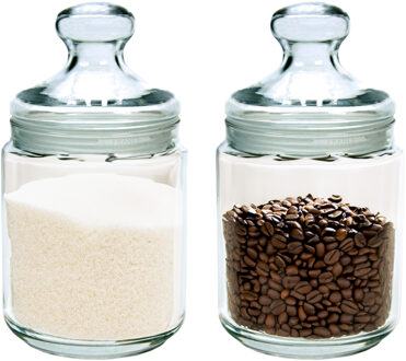 LUMINARC Voorraadpot/bewaarpot - Set van 2x stuks - 750 ml - glas - met deksel - Voorraadbussen - 14