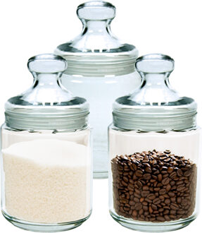 LUMINARC Voorraadpot/bewaarpot - Set van 3x stuks - 750 ml - glas - met deksel - Voorraadbussen - 14