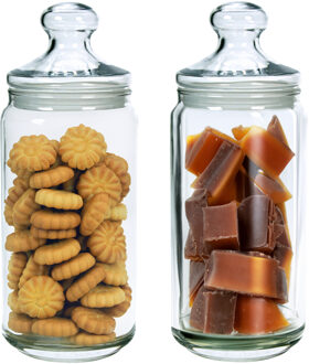 LUMINARC Voorraadpot - Set van 2x stuks - met glazen deksel - 1500 ml - glas - 27 cm - bewaarpot